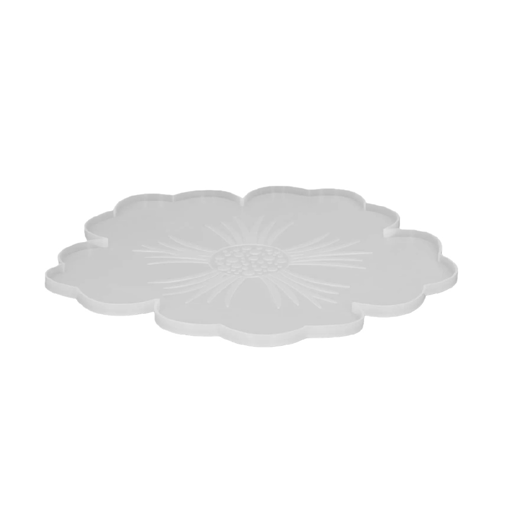 Posavasos redondo de resina con diseño floral transparente-gokan.xyz