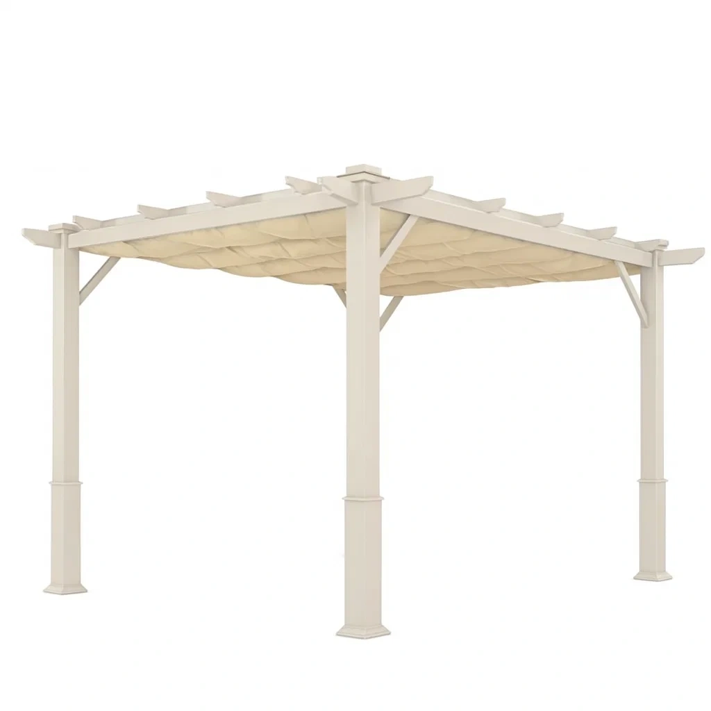 Pergola de jardin en aluminium de couleur beige-seatcraftz
