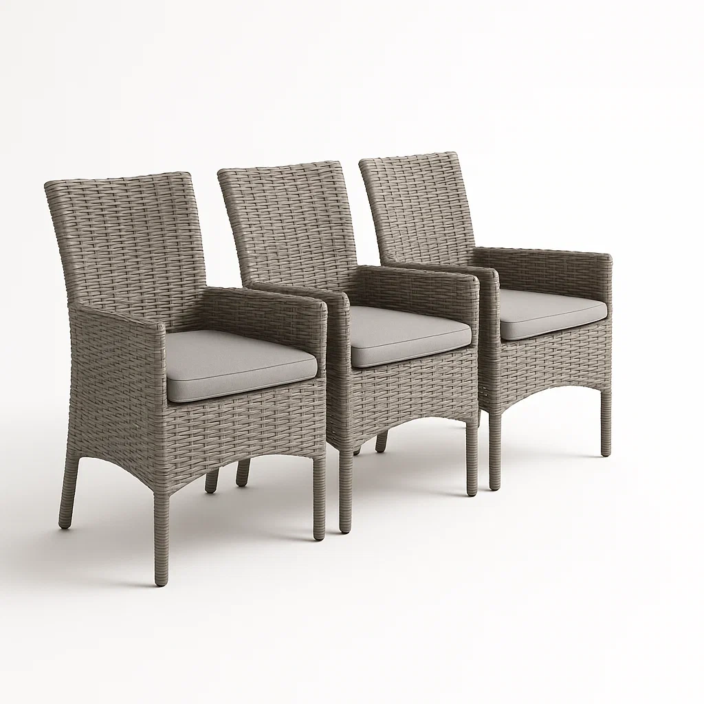 Chaise de salle à manger pour terrasse et jardin en résine avec coussins gris, lot de 3-seatcraftz