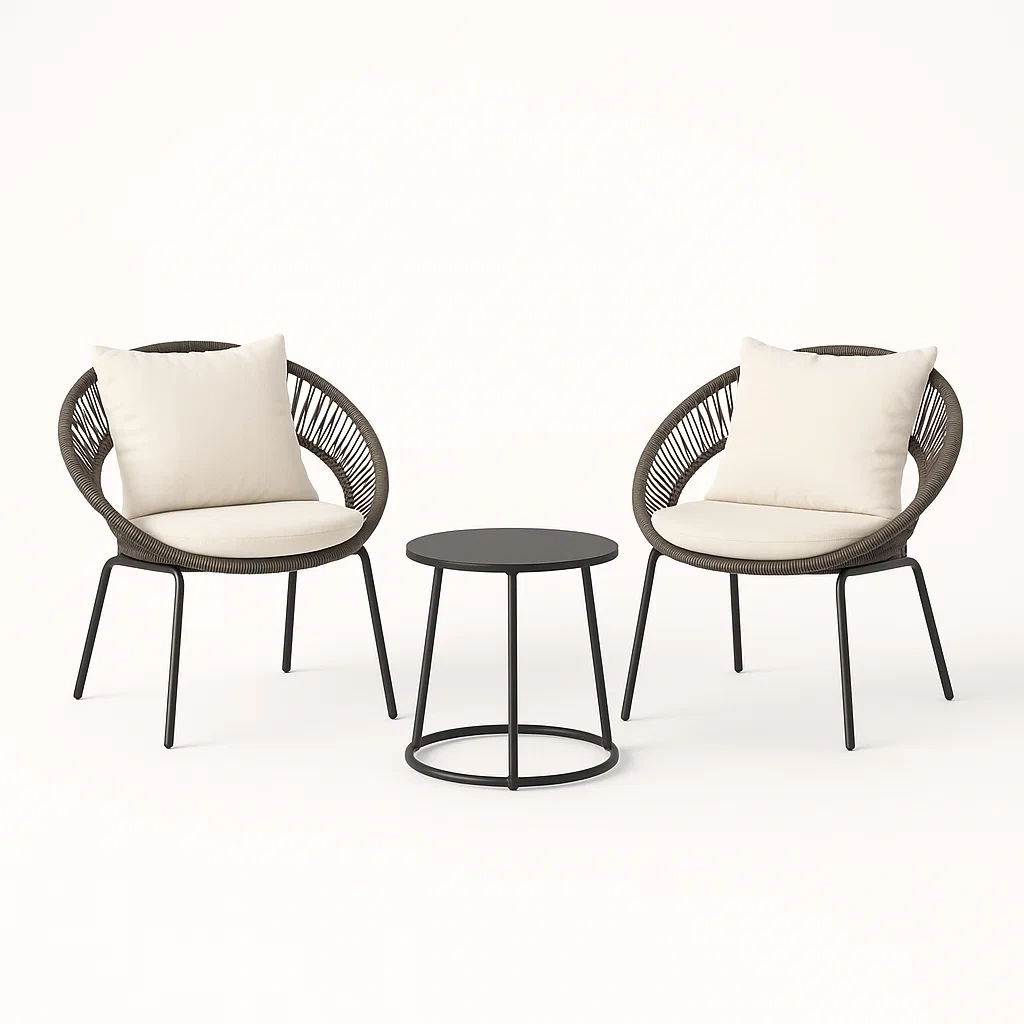 Ensemble lounge pour terrasse et jardin en métal et polyéthylène, brun et beige-seatcraftz