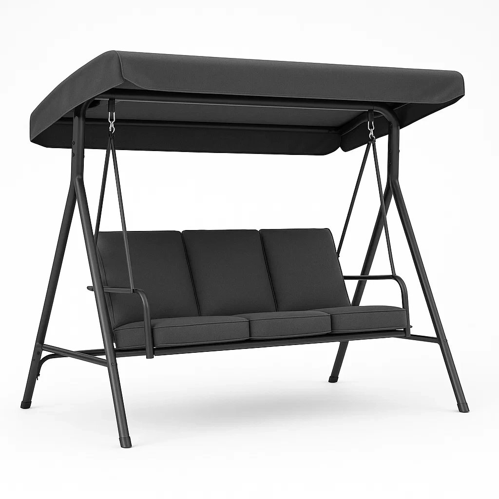 Balançoire et chaise suspendue pour terrasse et jardin en métal et polyester noir 3 places-seatcraftz