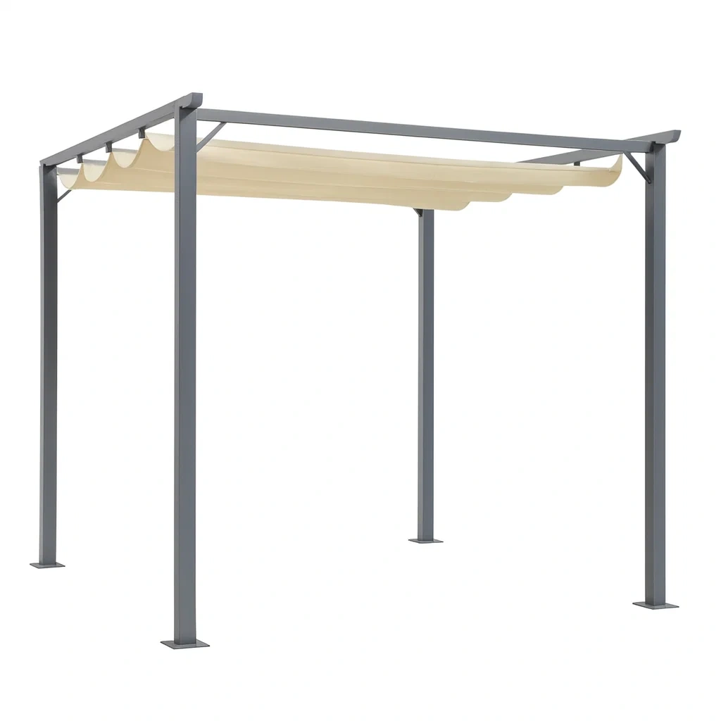 Pergola de jardin en métal et polyester de couleur beige-seatcraftz