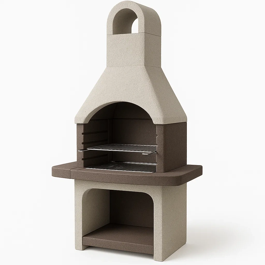 Barbecue en maçonnerie d'extérieur en béton marron/ivoire-seatcraftz