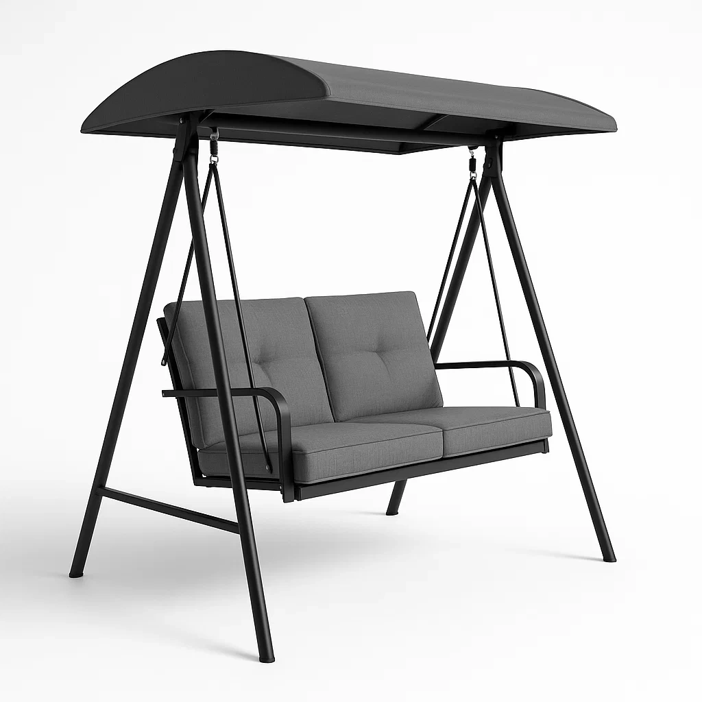 Balançoire et chaise suspendue pour terrasse et jardin en métal avec coussins en polyester gris-seatcraftz