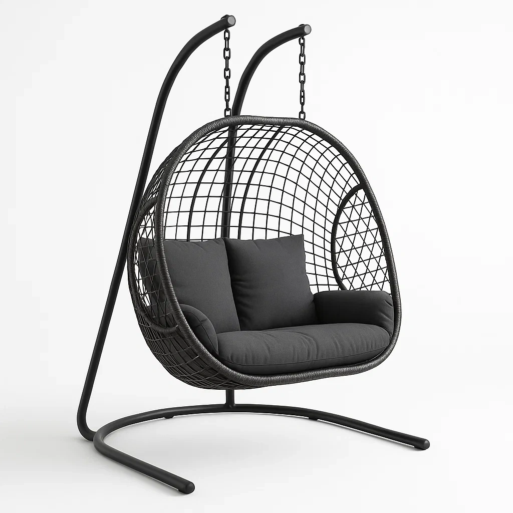 Balançoire et chaise suspendue pour terrasse et jardin fauteuil suspendu double en rotin synthétique noir-seatcraftz