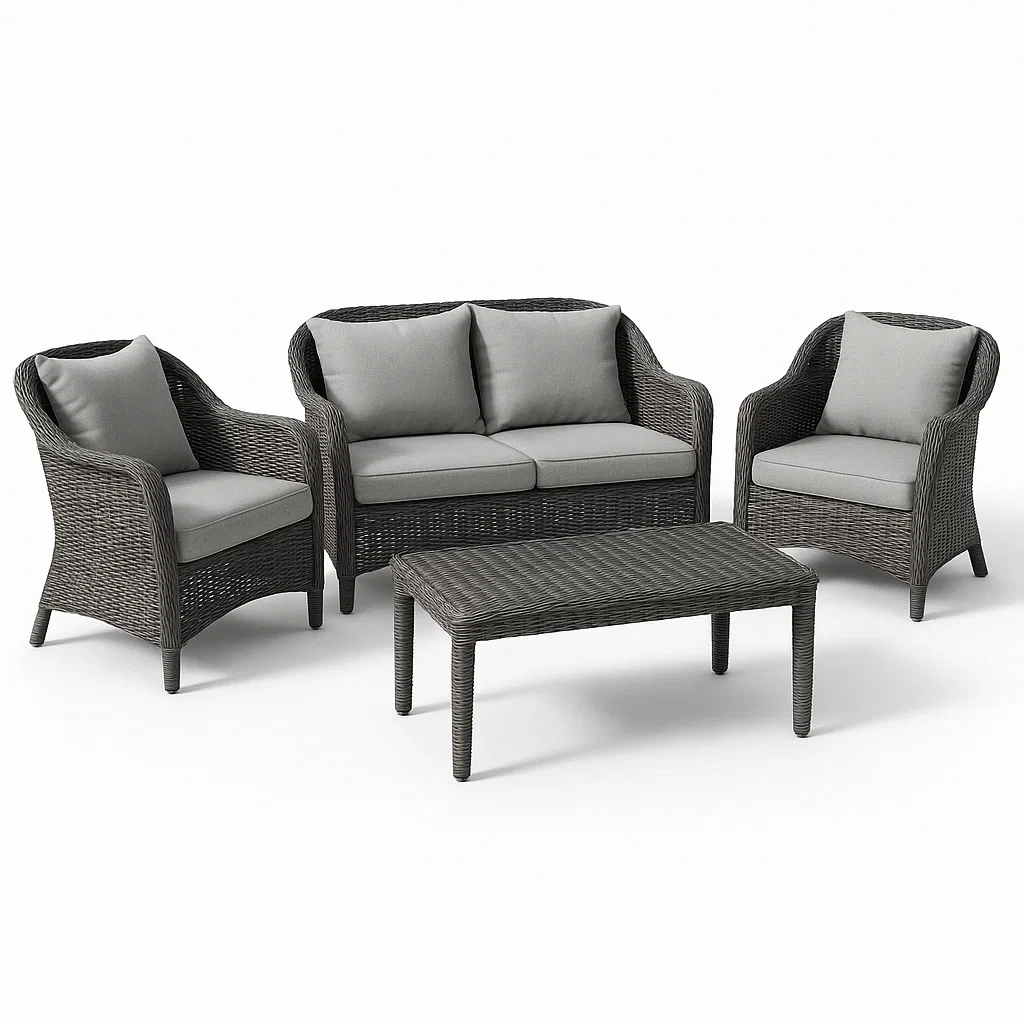 Ensemble lounge pour terrasse et jardin mobilier de jardin en rotin synthétique gris-seatcraftz