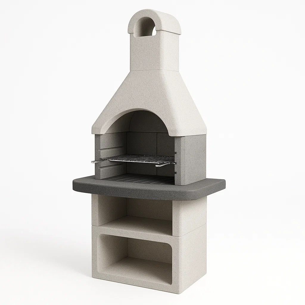 Barbecue en maçonnerie d'extérieur en béton avec grille en acier inoxydable 180x60x50 cm-seatcraftz