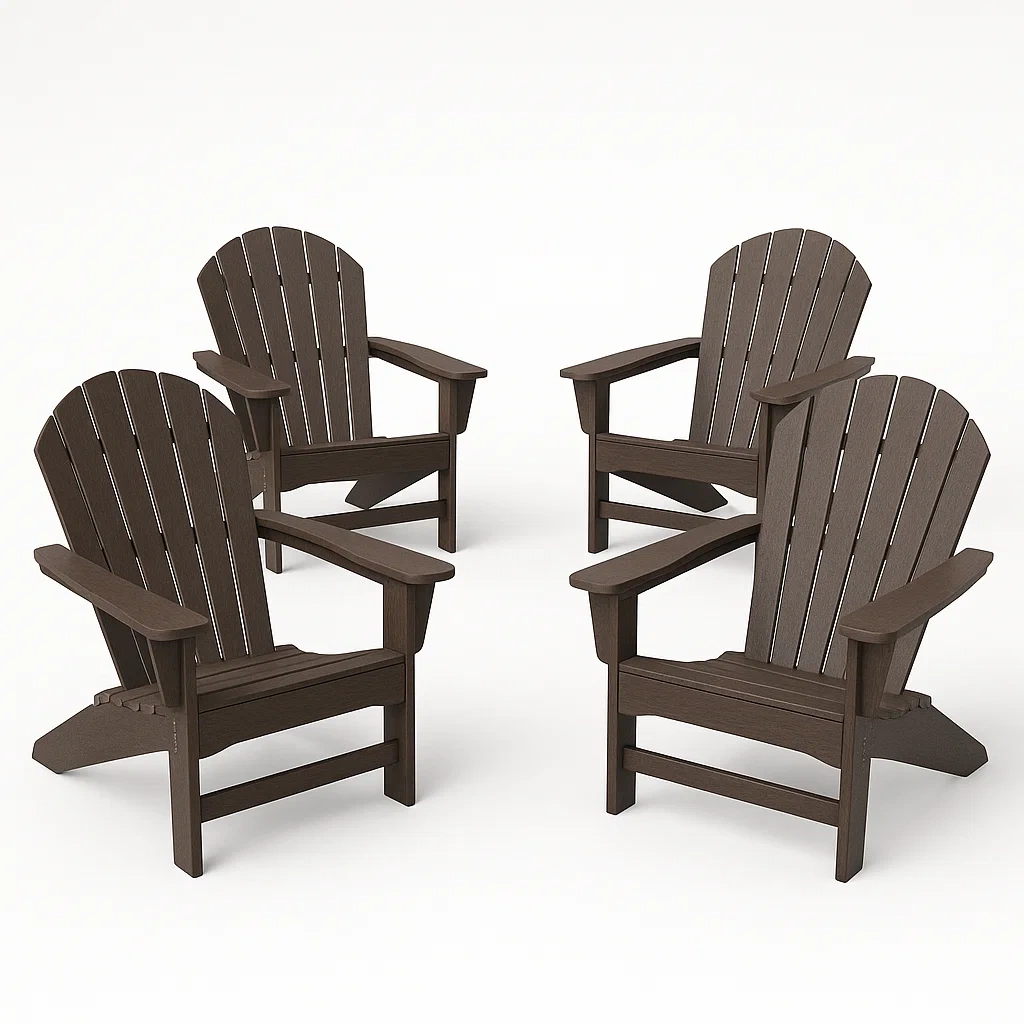 Ensemble de 4 chaises Adirondack en bois composite brun-seatcraftz
