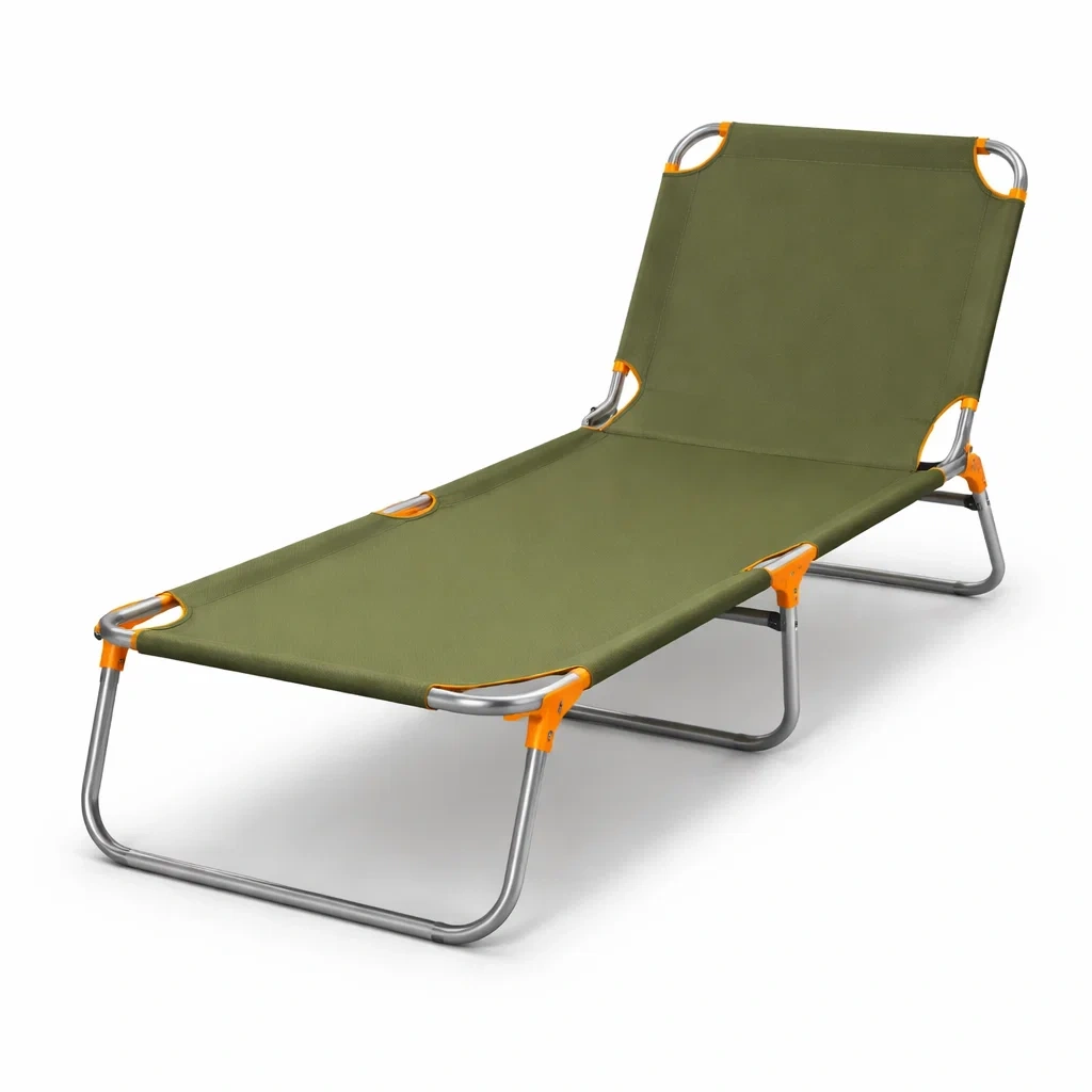 Lettino Sdraio Pieghevole Verde in Alluminio e Tela Poliestere-FURNIGLO