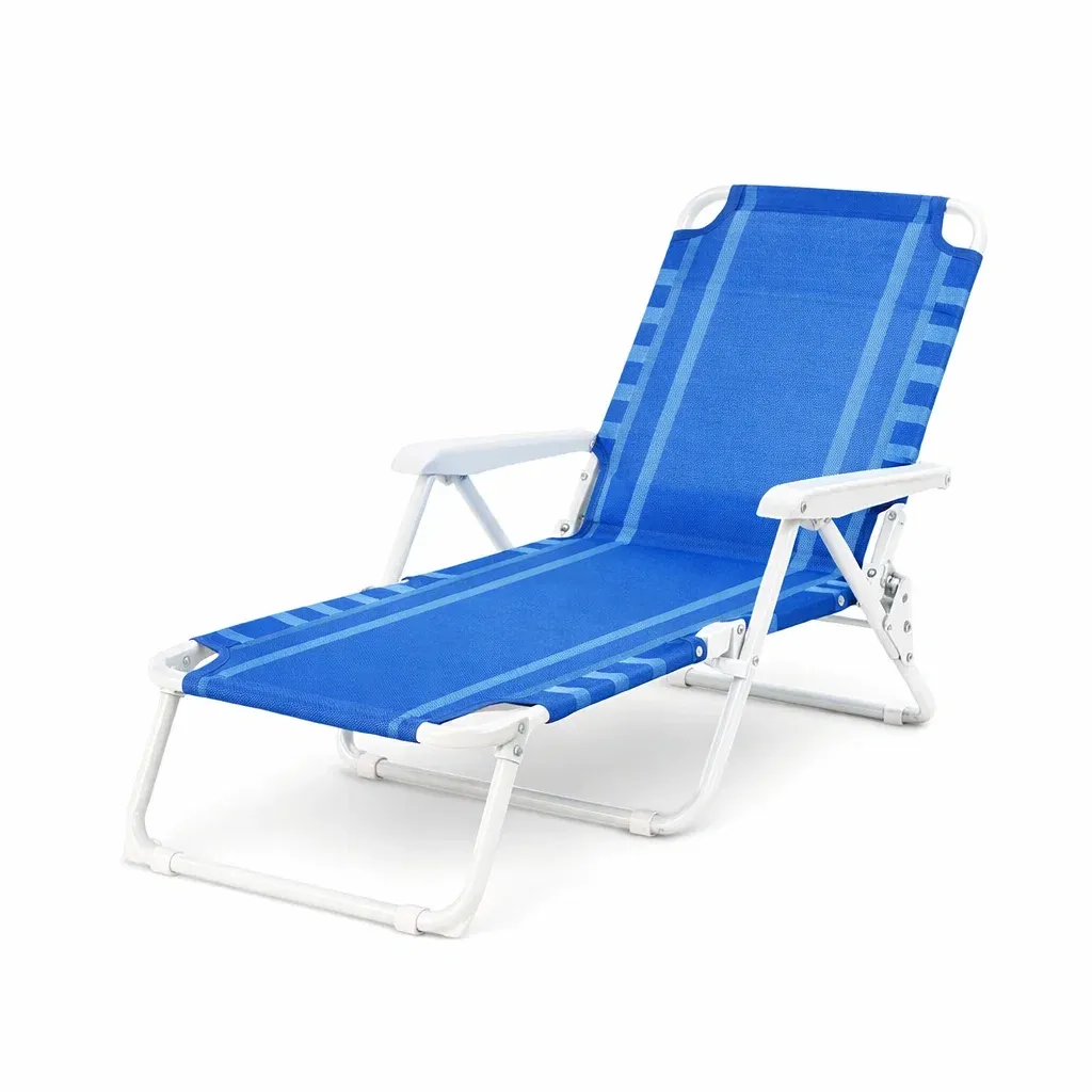 Sdraio Prendisole in Alluminio e Textilene Blu Pieghevole-FURNIGLO