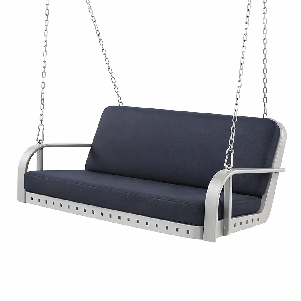 Altalena da Giardino in Metallo con Cuscini in Tessuto-FURNIGLO