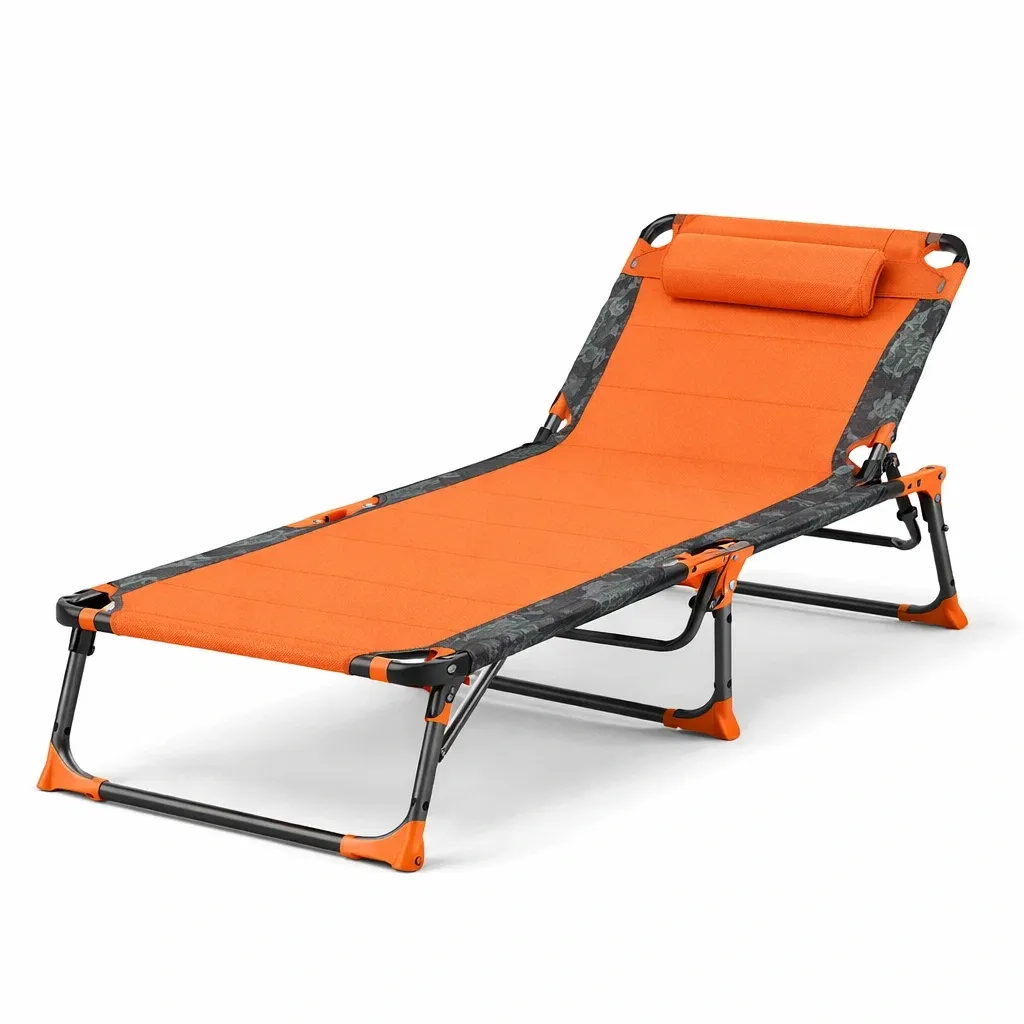 Sdraio pieghevole in acciaio e tessuto Oxford arancione 190 cm-FURNIGLO