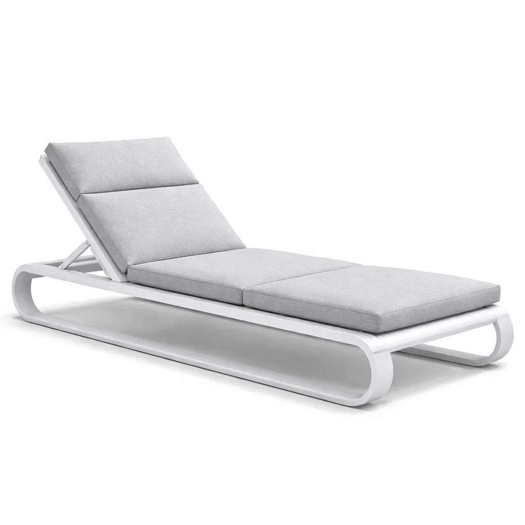 Lettino da Giardino in Alluminio con Cuscini in Poliestere Grigio-FURNIGLO