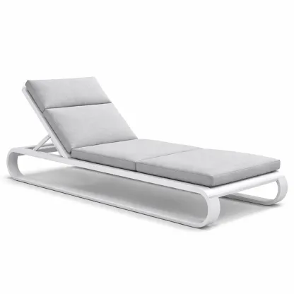 Lettino da Giardino in Alluminio con Cuscini in Poliestere Grigio-FURNIGLO