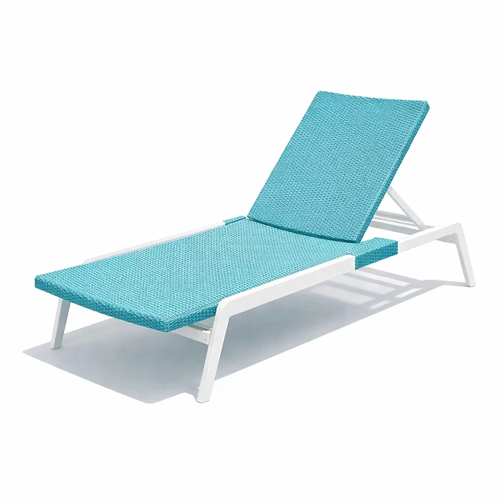 Lettino Prendisole in Alluminio Bianco con Tessuto Textilene Azzurro-FURNIGLO