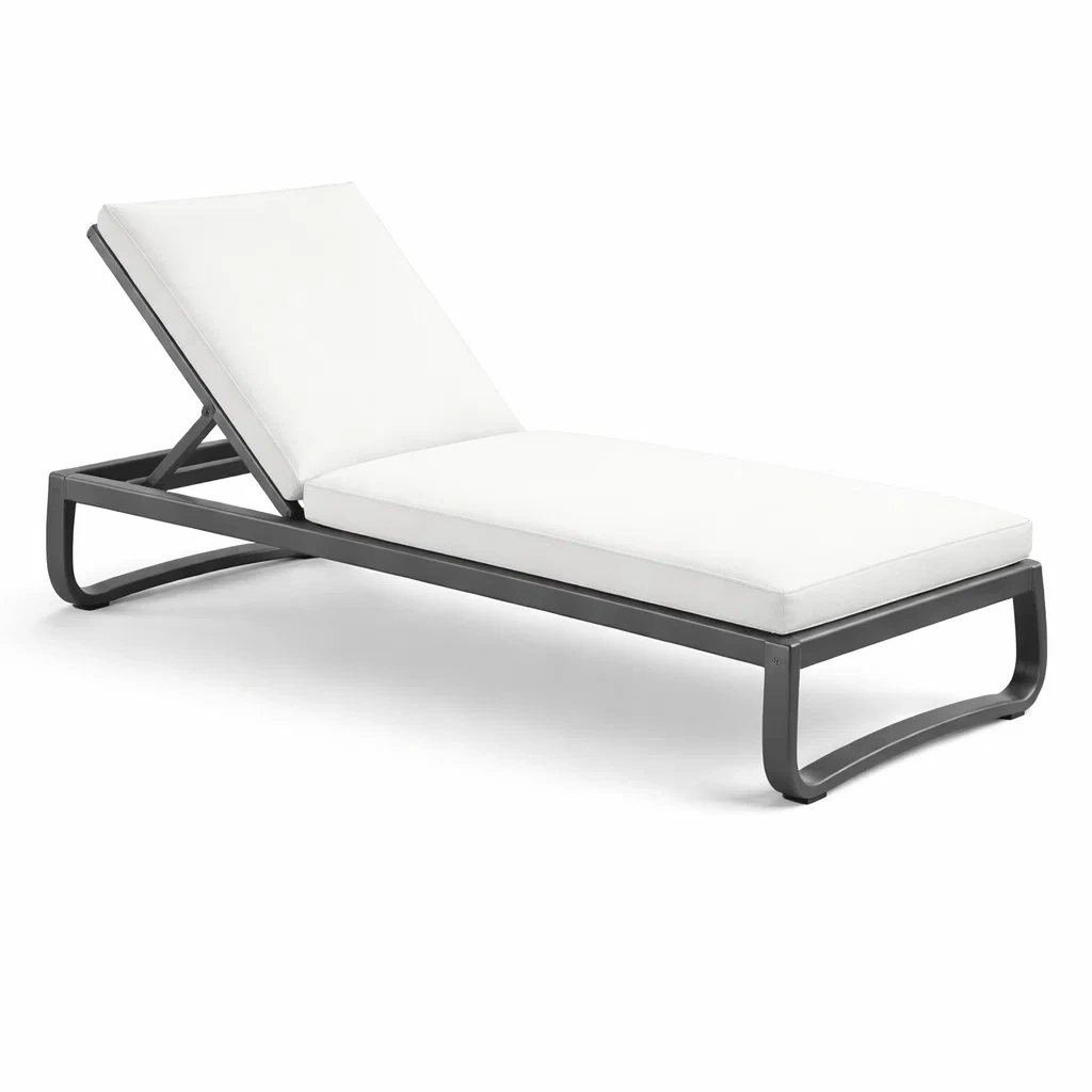 Lettino prendisole in alluminio con cuscini bianchi-FURNIGLO