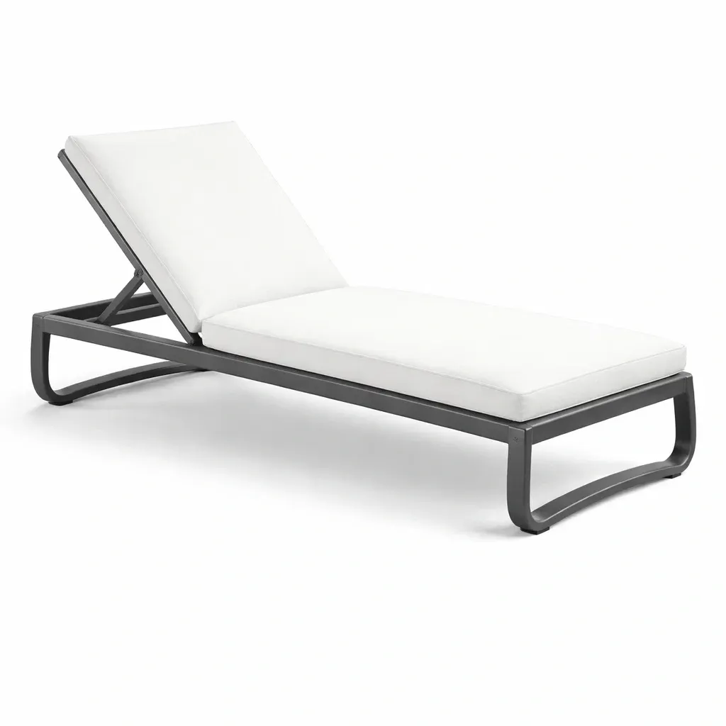 Lettino prendisole in alluminio con cuscini bianchi-FURNIGLO