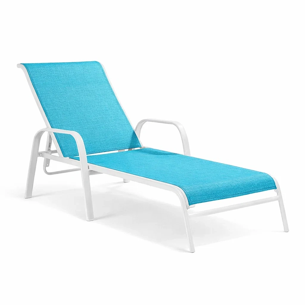 Sdraio in Alluminio con Tessuto Textilene Blu-FURNIGLO