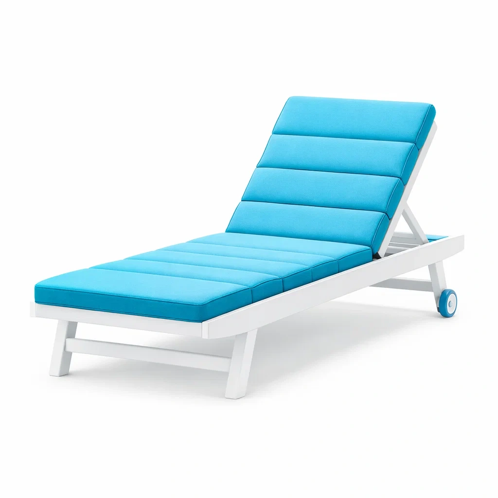 Lettino prendisole in alluminio con cuscino Blu e Bianco-FURNIGLO