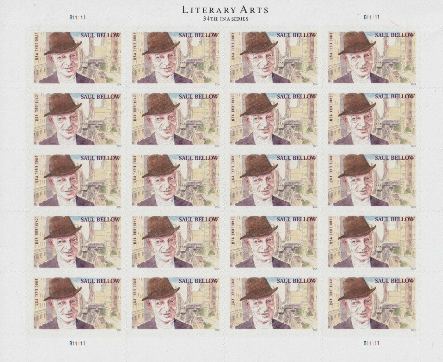 Literary Arts Saul Bellow Three Ounce Forever First Class Postage Stamps Fit CD image 0