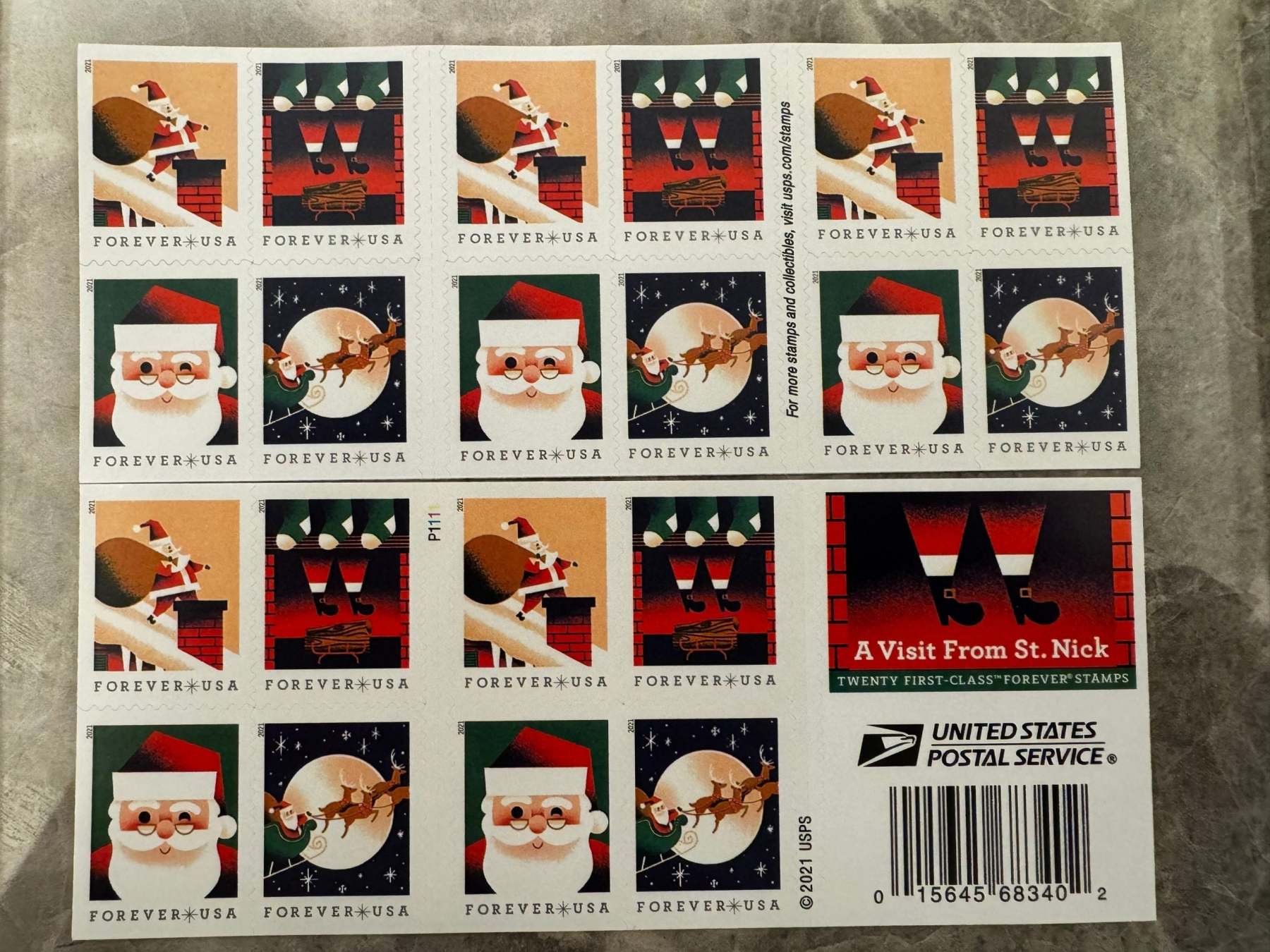 A Visit From St. Nick 2021 USPS Forever First Class Postage Stamps image 1