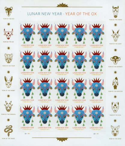 Year of the Ox Stamp Celebrates Lunar New Year Forever First Class Postage Stamps image 0