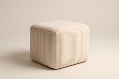 Pouf cube en tissu côtelé crème 40cm x 40cm x 40cm