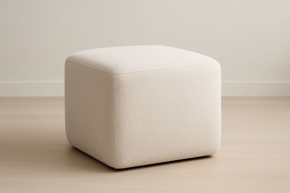 Repose-pieds cube en tissu polyester Beige 40x40x40 cm