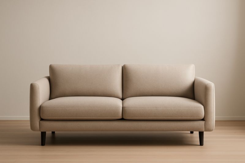 Canapé 2 Places Tissu Beige Structure Bois