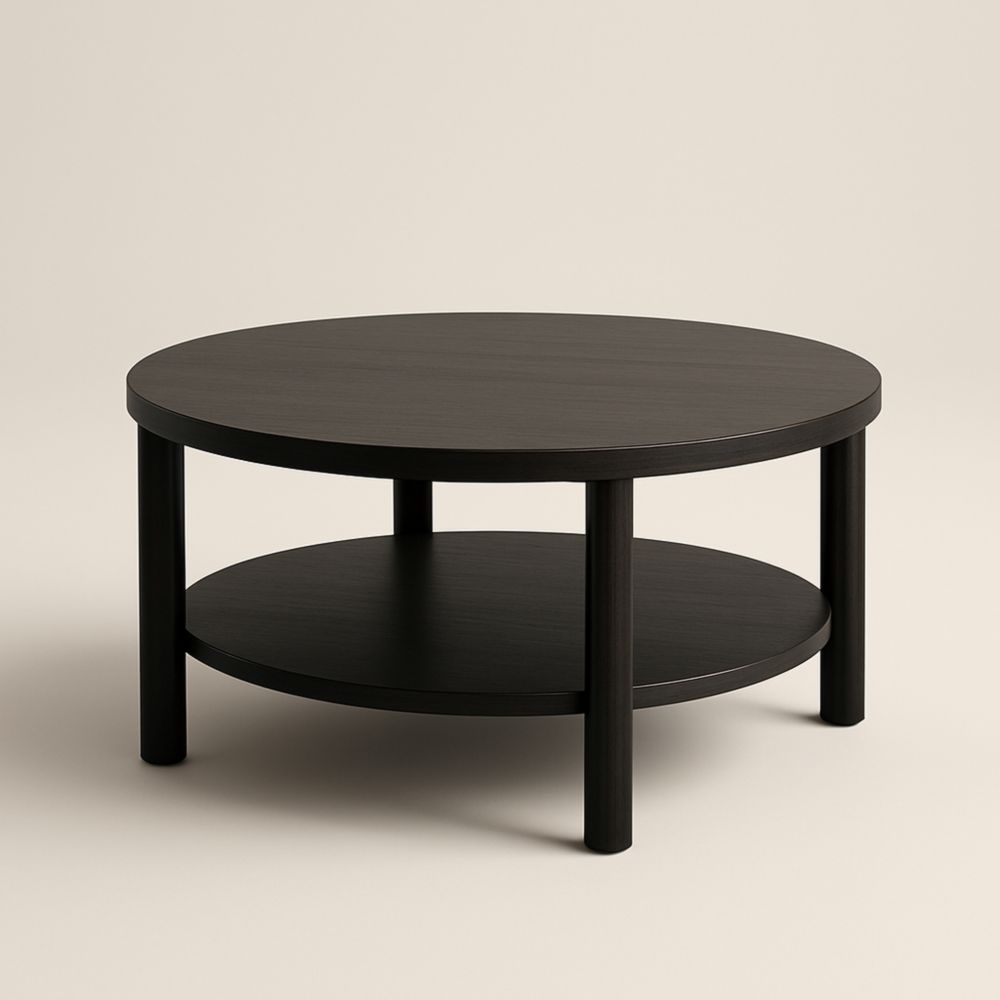 Table basse ronde bois brun 80 cm