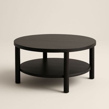 Table basse ronde bois brun 80 cm