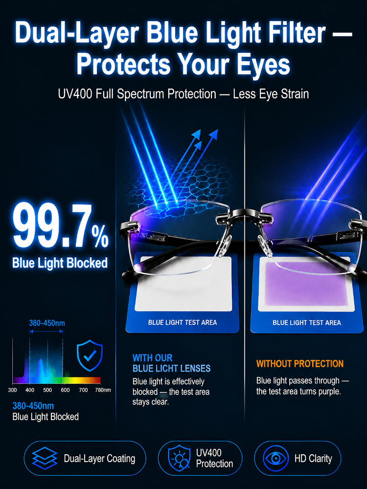Ultra-light Diamond-Cut Rimless Reading Glasses