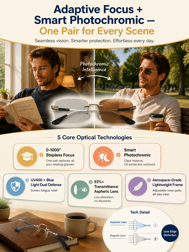 Frameless Business-Style High-Definition Reading Glasses