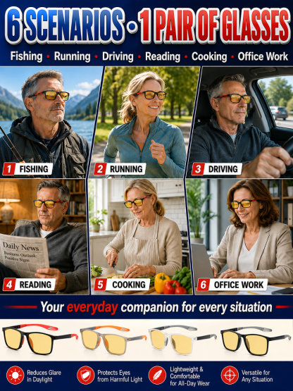 【Can be used day and night】Ultra-light sports-style night reading glasses