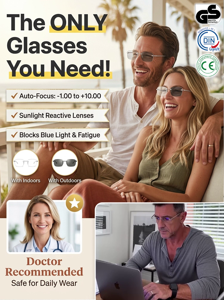 【Say goodbye to swapping glasses】 These smart auto-focus lenses adjust to your sight in real time.