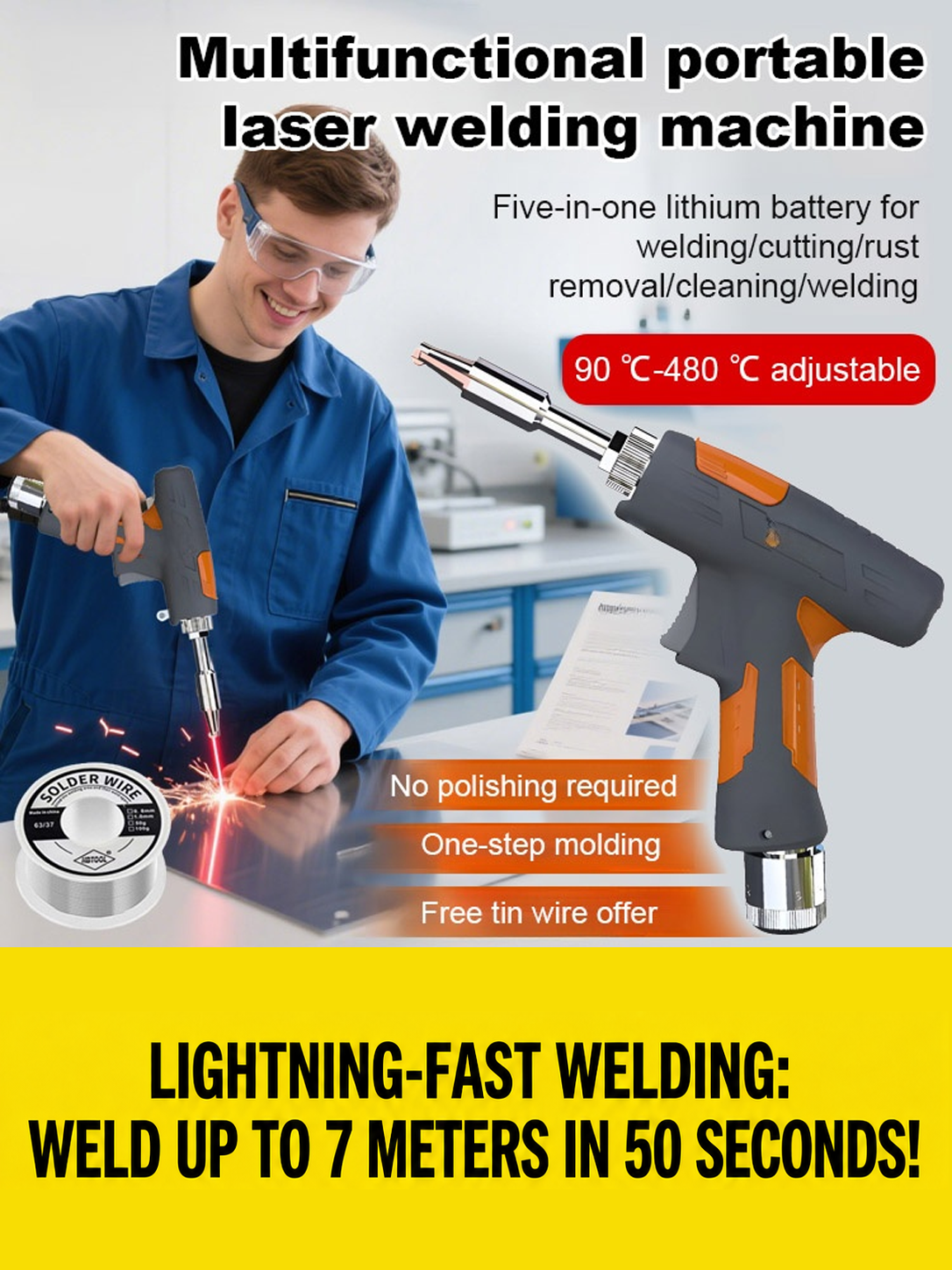 Pro Portable Laser Welder (90-480°C) | Zero Sparks | No Experience, Pro Results in 0.1s