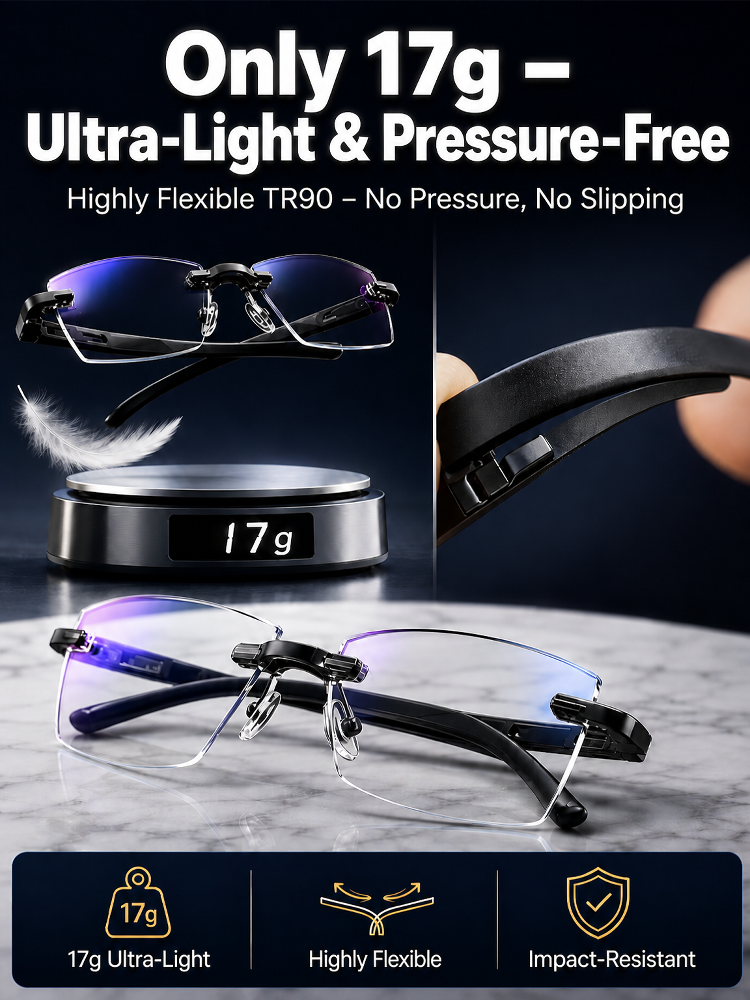Ultra-light Diamond-Cut Rimless Reading Glasses