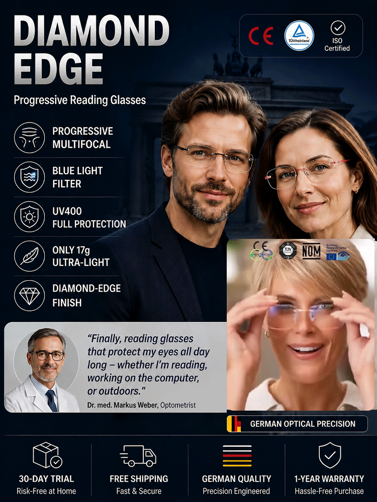 Ultra-light Diamond-Cut Rimless Reading Glasses