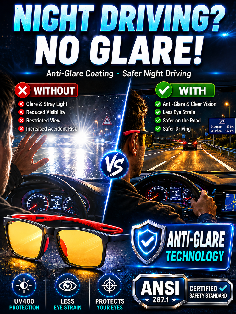 【Can be used day and night】Ultra-light sports-style night reading glasses