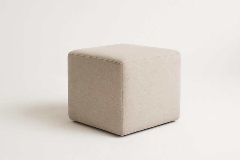 Pouf carré en tissu polyester beige 40x40x40 cm