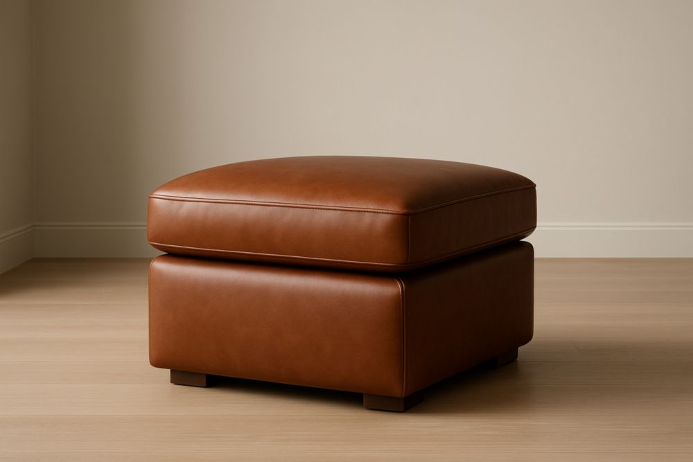Pouf en cuir marron 60x60x45 cm