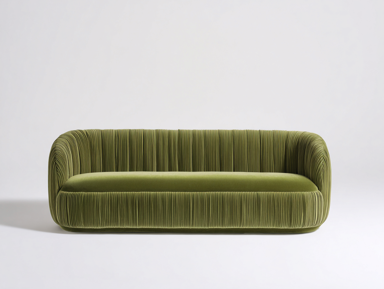 Divano a 3 posti in tessuto a coste 220x90x75 cm - verde oliva - per soggiorno - stile moderno con seduta ampia-Sofaupmart
