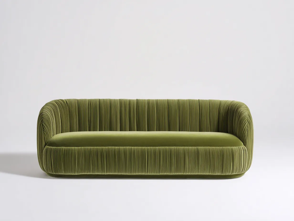 Divano a 3 posti in tessuto a coste 220x90x75 cm - verde oliva - per soggiorno - stile moderno con seduta ampia-Sofaupmart