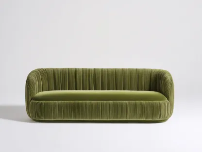 Divano a 3 posti in tessuto a coste 220x90x75 cm - verde oliva - per soggiorno - stile moderno con seduta ampia-Sofaupmart