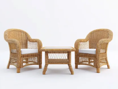 Set di 2 poltrone in rattan e tavolino rettangolare - poltrone 70x65x80 cm - naturale/bianco - per esterno - stile classico-Sofaupmart
