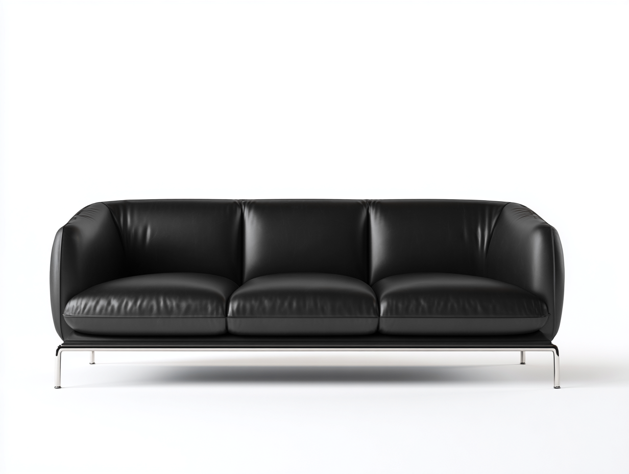 Divano a 3 posti in pelle 210x90x78 cm - nero - per soggiorno - design moderno-Sofaupmart