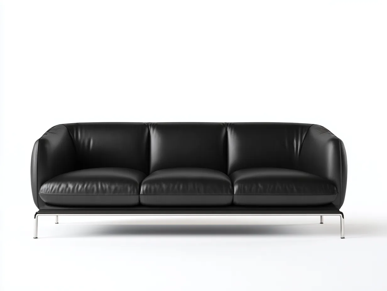 Divano a 3 posti in pelle 210x90x78 cm - nero - per soggiorno - design moderno-Sofaupmart