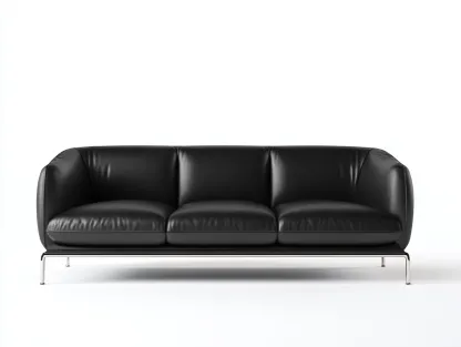 Divano a 3 posti in pelle 210x90x78 cm - nero - per soggiorno - design moderno-Sofaupmart