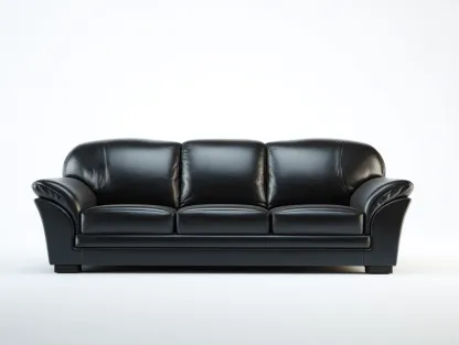 Divano a 3 posti in pelle 205x95x82 cm - nero - per soggiorno - comfort classico-Sofaupmart