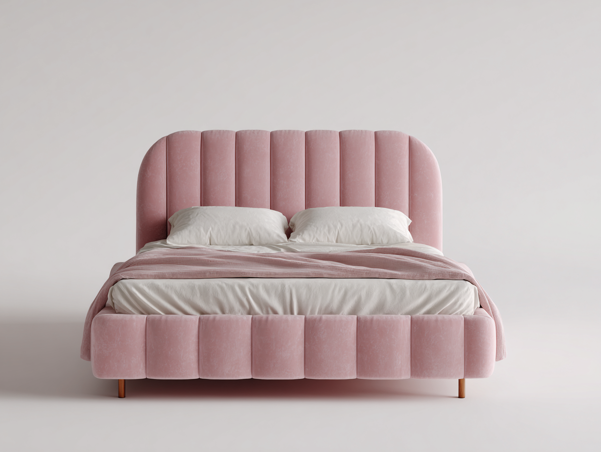Letto matrimoniale imbottito in tessuto 200x160x105 cm - rosa - per camera da letto - stile moderno-Sofaupmart